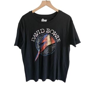 David Bowie Black Leopard Lightning Graphic Short Sleeve T-Shirt